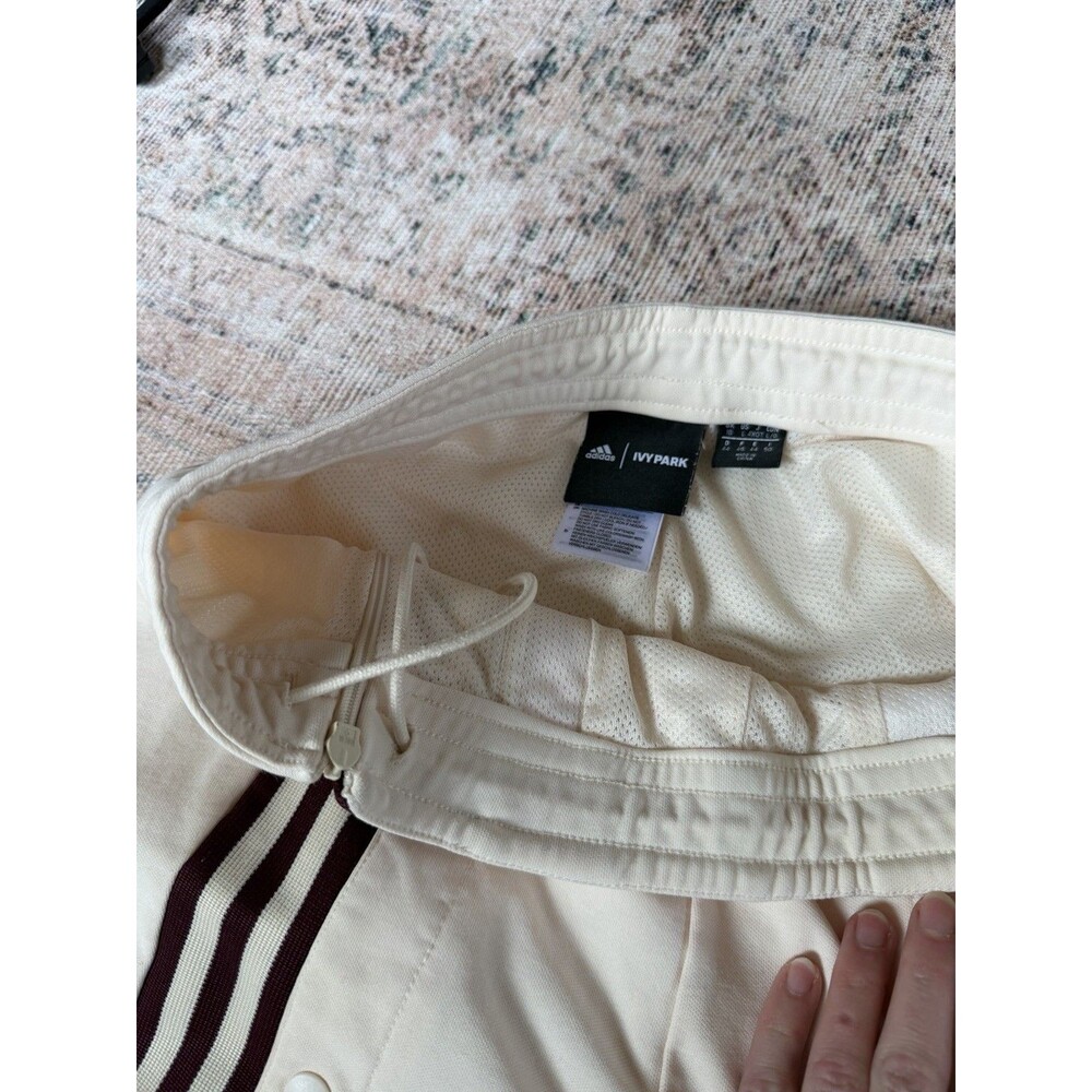 adidas IVY PARK Snap Sweatpants Beyonce Ivory Maroon Striped Track Pant Womens L - Picture 13 of 16